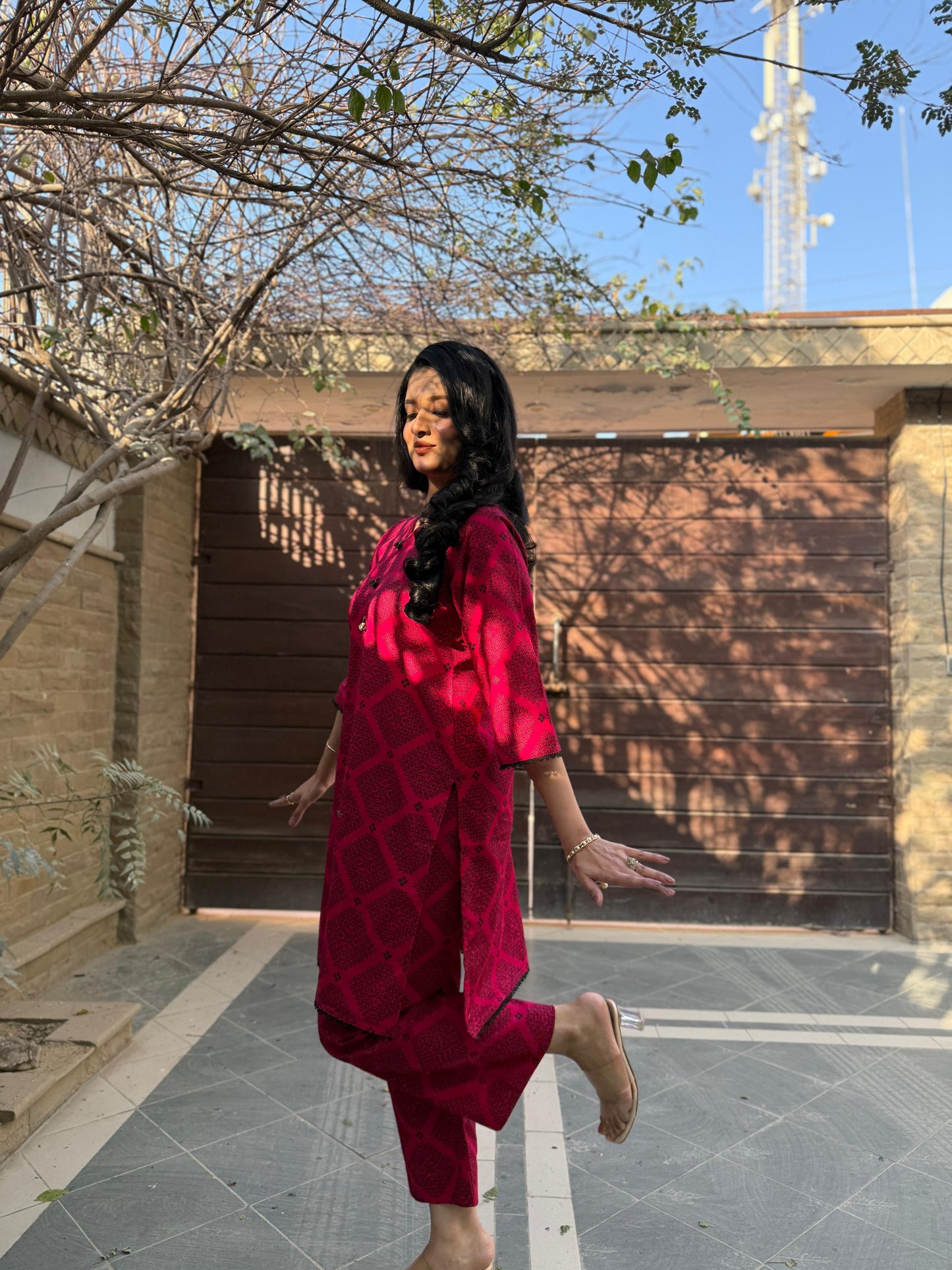 Premium Shocking Pink - 2 PC Khaddar Set