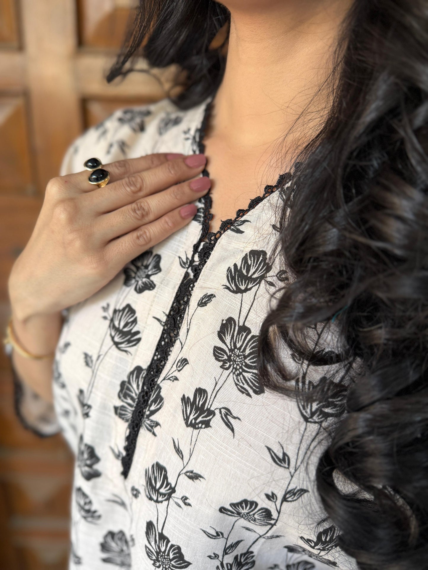 Black accents - Khaddar 2 PC Printed Dress